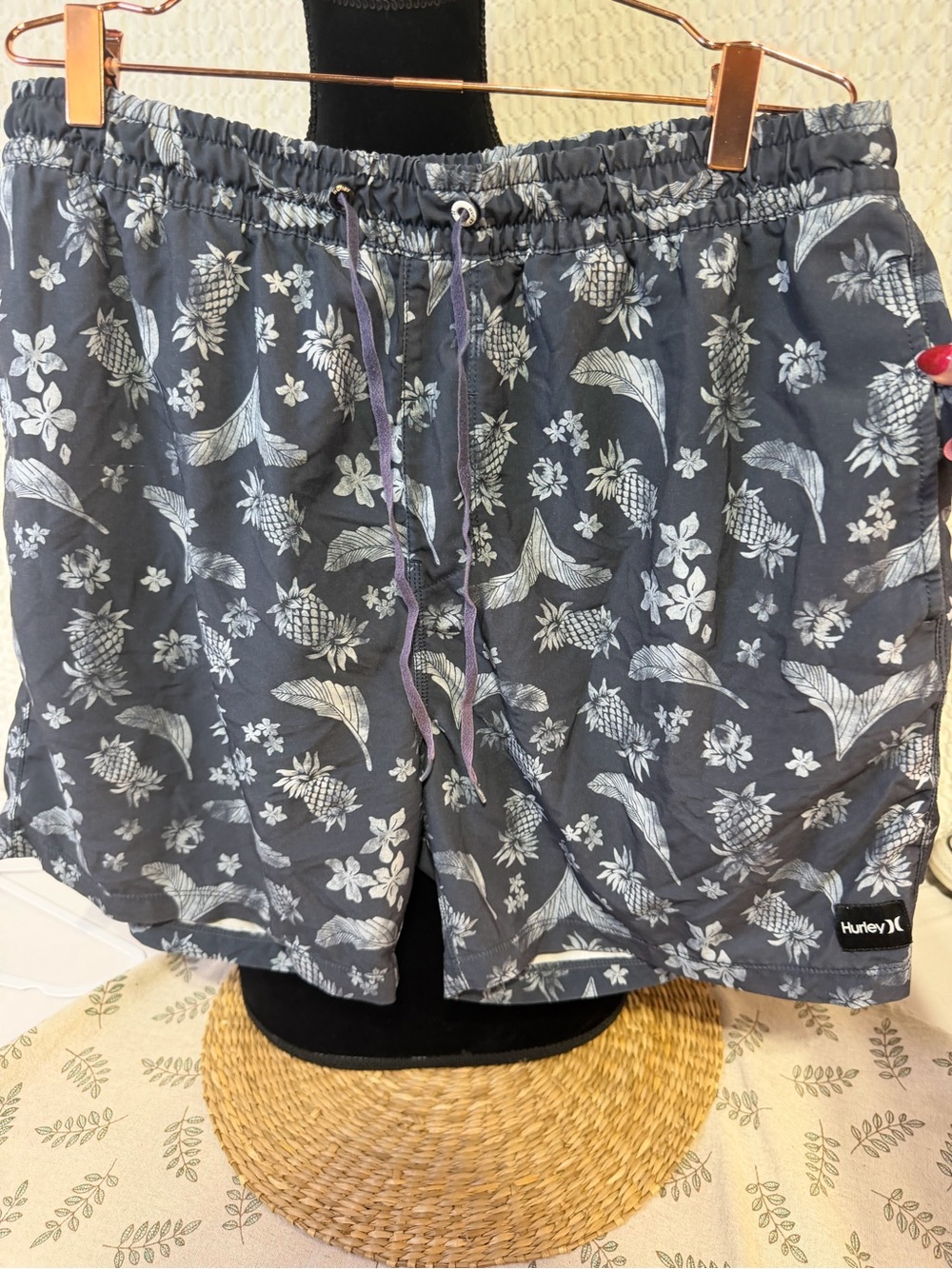 Hurley Men's Navy Blue Floral Pineapple Swim Shorts